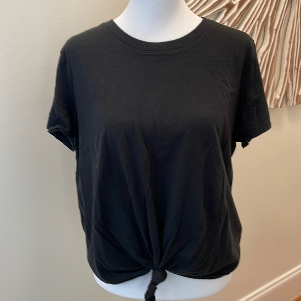Madewell Black Short Sleeve Tie-Front Tee